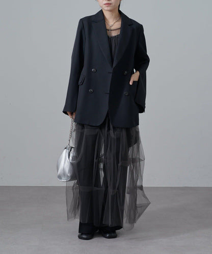 軟紗泡泡袖連衣裙