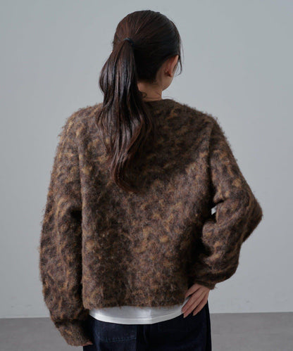 豹紋長毛絨夾克開衫