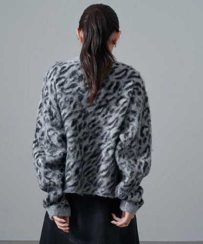豹紋長毛絨夾克開衫
