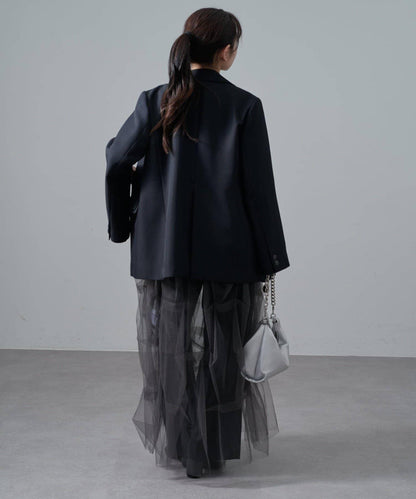 軟紗泡泡袖連衣裙