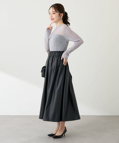 透視亮片高領羅紋針織衫