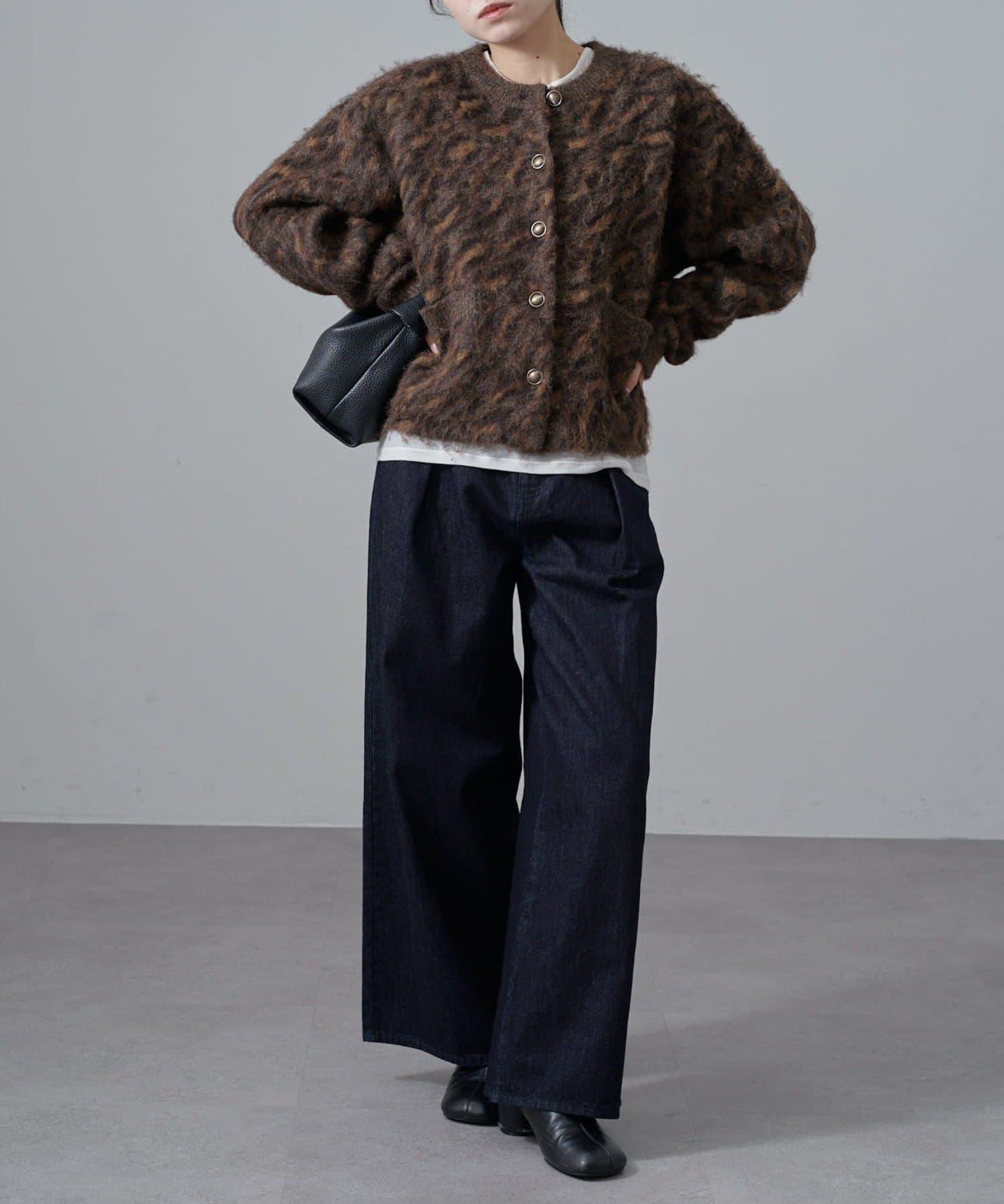 豹紋長毛絨夾克開衫