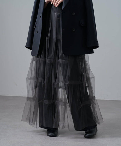 軟紗泡泡袖連衣裙