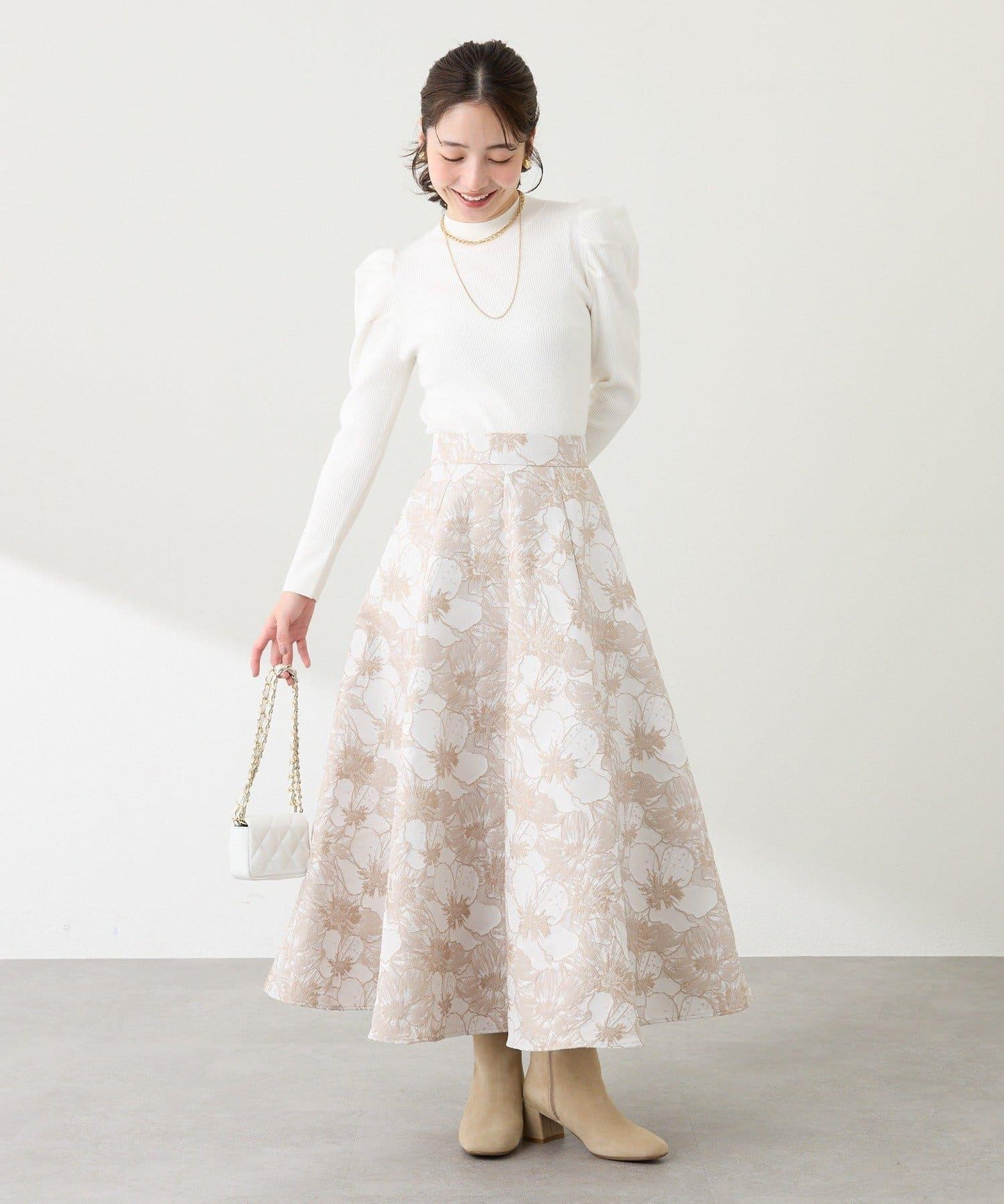 【BonBon Girls精選・最強吸睛半身裙】花卉提花半身裙