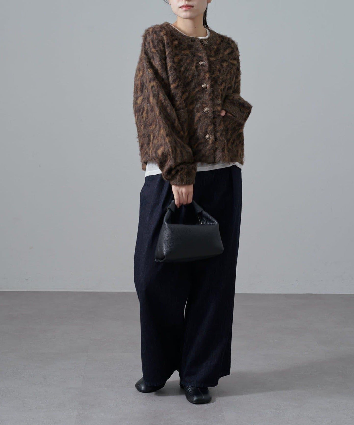 豹紋長毛絨夾克開衫