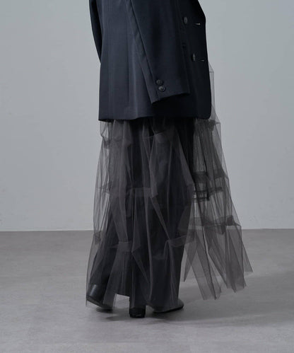 軟紗泡泡袖連衣裙