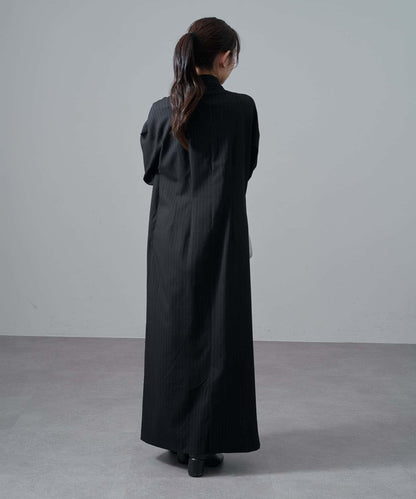 條紋蝴蝶結領連衣裙