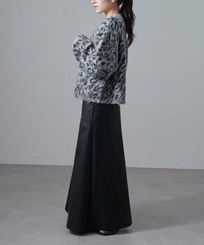 豹紋長毛絨夾克開衫