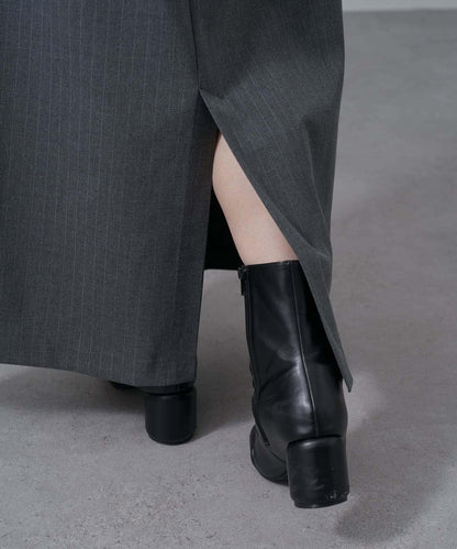 條紋蝴蝶結領連衣裙