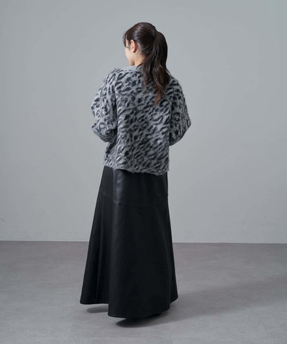 豹紋長毛絨夾克開衫