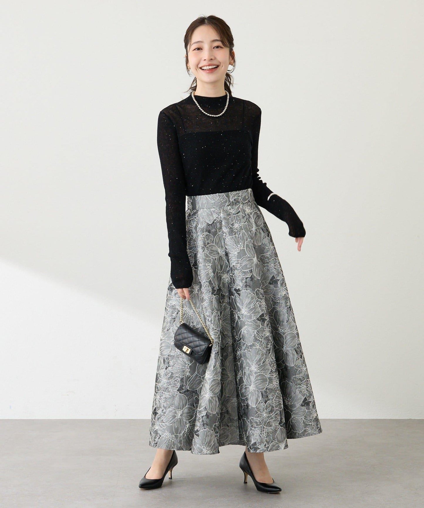 【BonBon Girls精選・最強吸睛半身裙】花卉提花半身裙