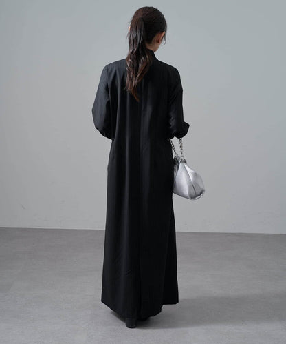 條紋蝴蝶結領連衣裙