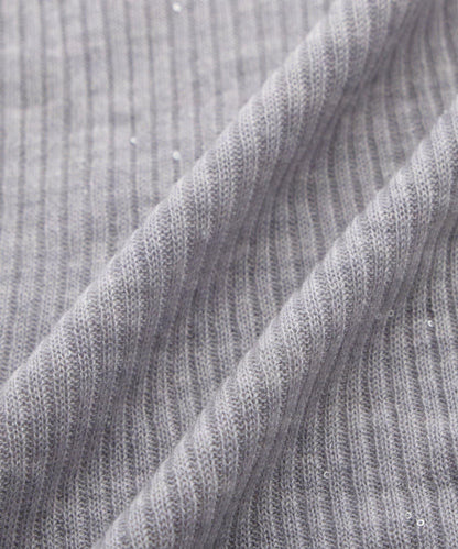 透視亮片高領羅紋針織衫