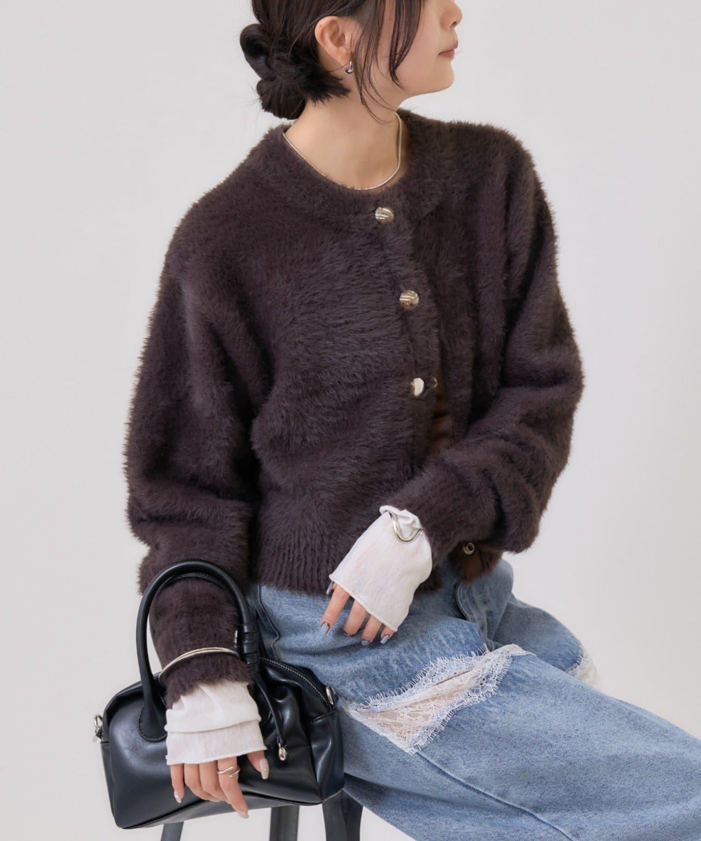 仿貂絨夾克開衫