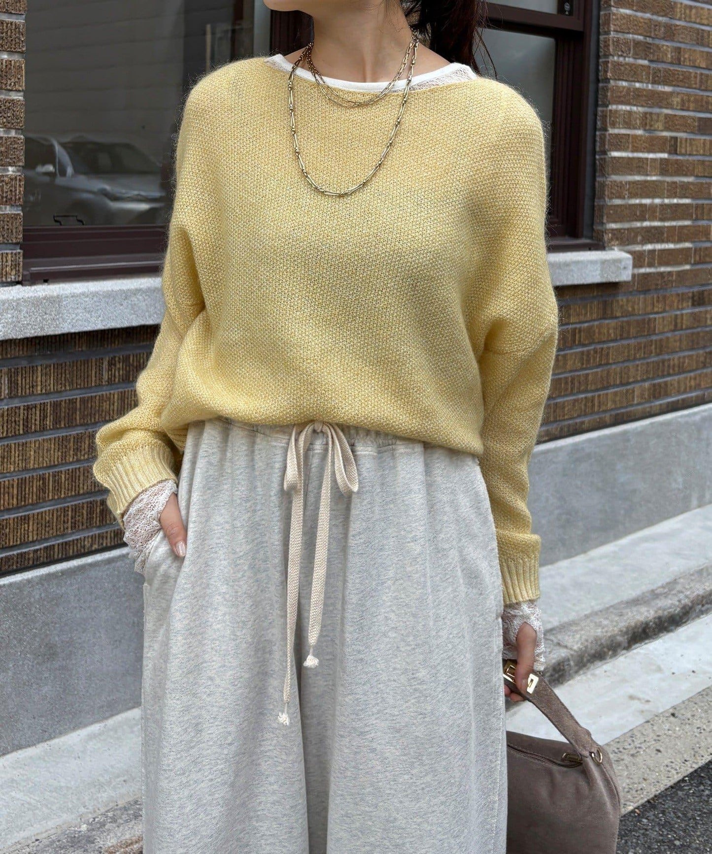 馬海毛混紡套頭衫