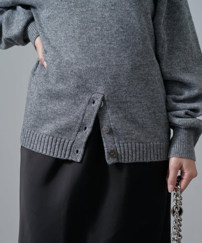 一字肩下襬設計針織套頭衫