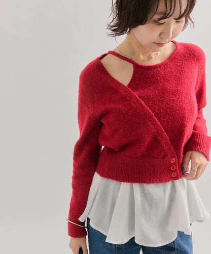 荷葉邊拼接針織衫