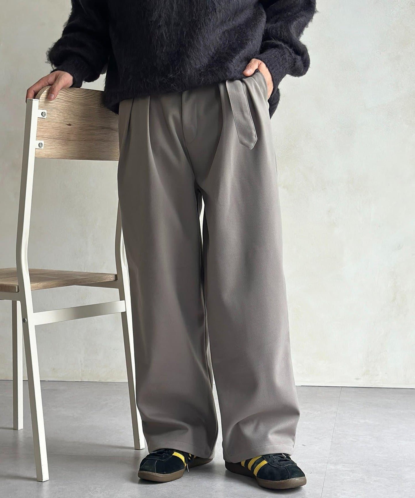 仿羊毛繫帶休閒褲