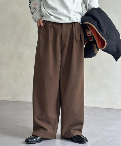 仿羊毛繫帶休閒褲