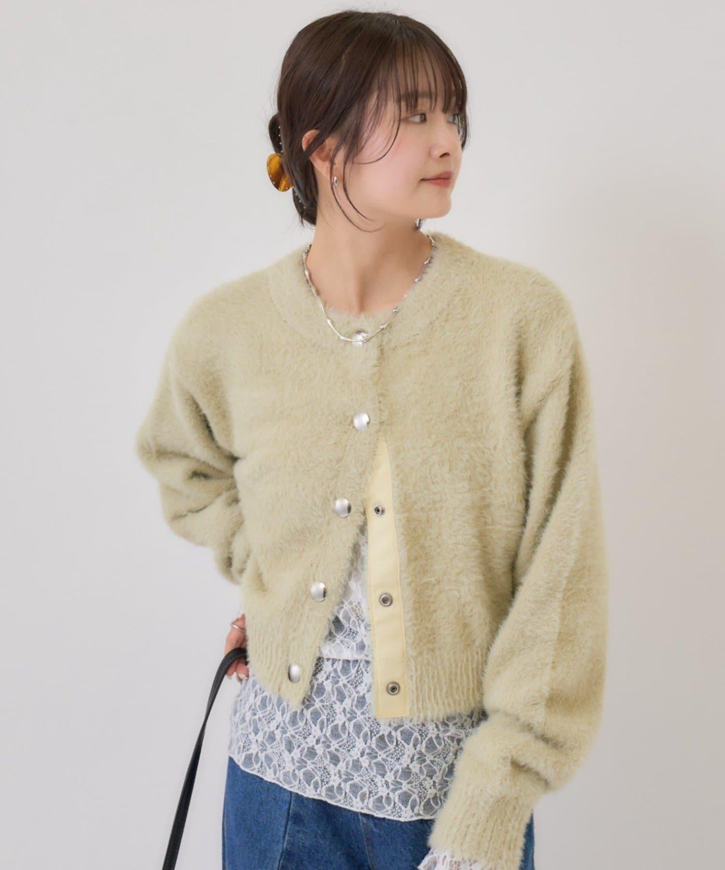 仿貂絨夾克開衫