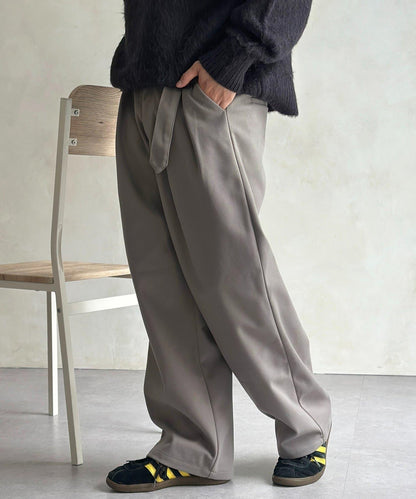 仿羊毛繫帶休閒褲