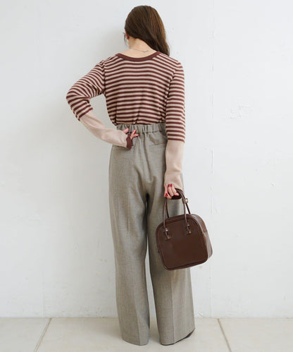 B條紋指洞針織上衣