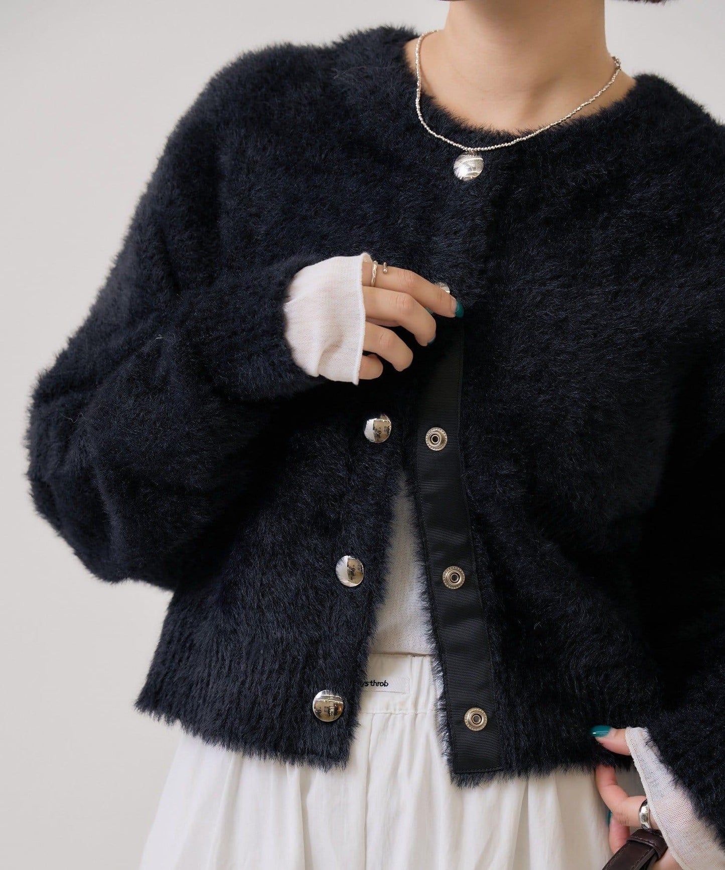 仿貂絨夾克開衫