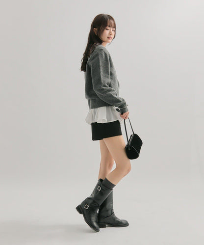 荷葉邊拼接針織衫