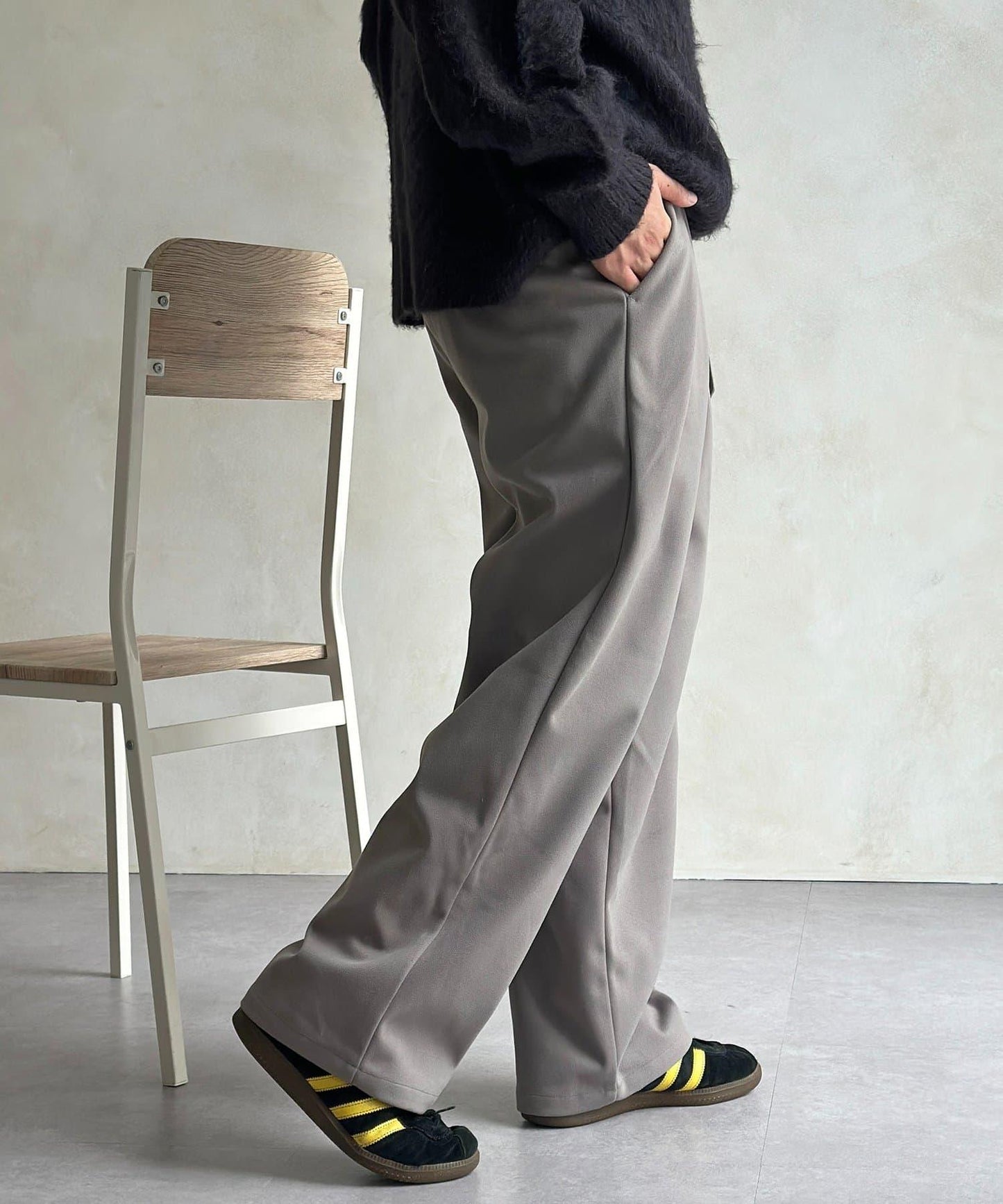 仿羊毛繫帶休閒褲