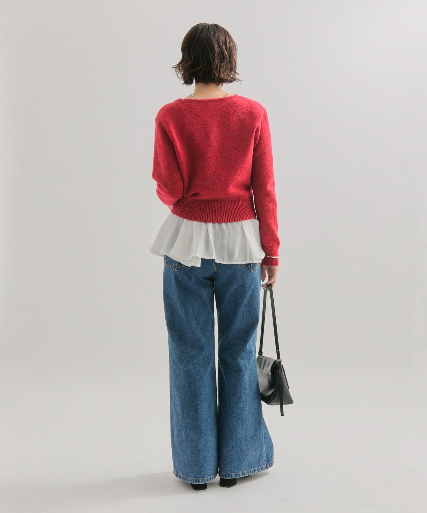 荷葉邊拼接針織衫