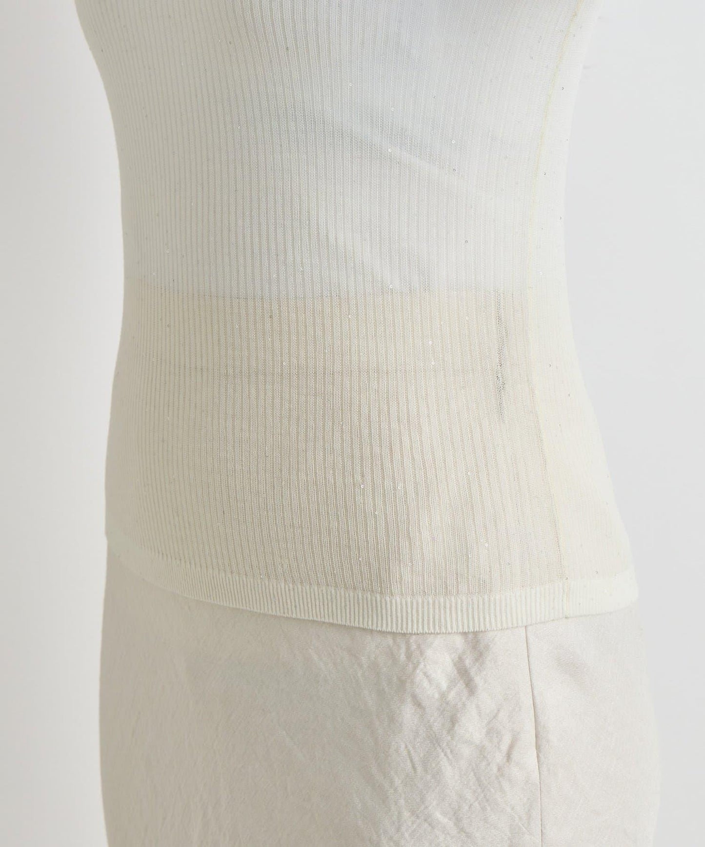 透視亮片高領羅紋針織衫