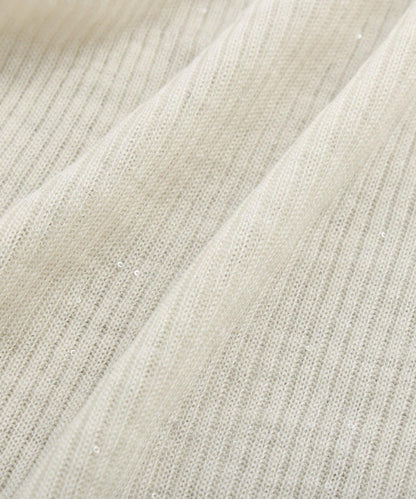 透視亮片高領羅紋針織衫