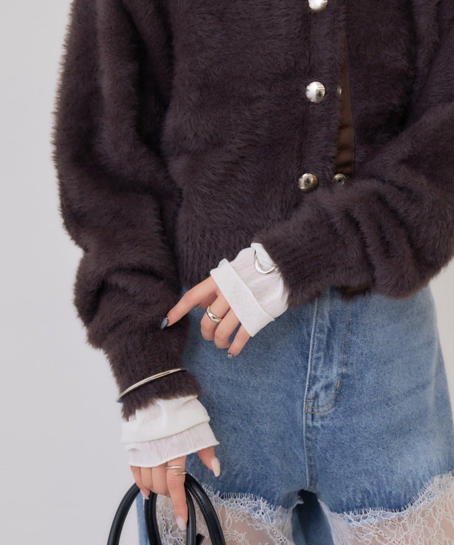 仿貂絨夾克開衫