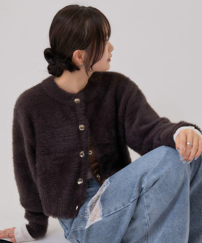 仿貂絨夾克開衫