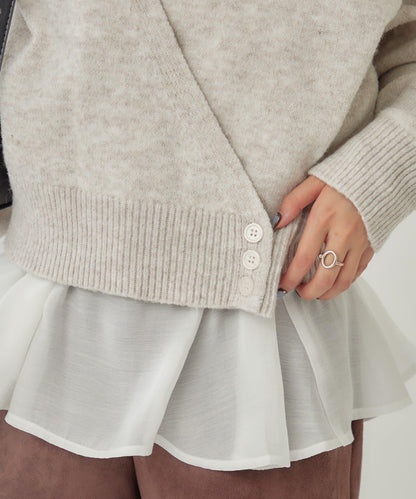 荷葉邊拼接針織衫