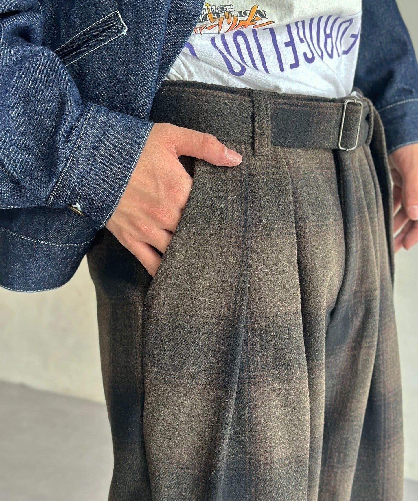 仿羊毛繫帶休閒褲