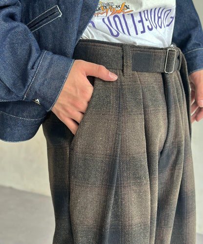 仿羊毛繫帶休閒褲