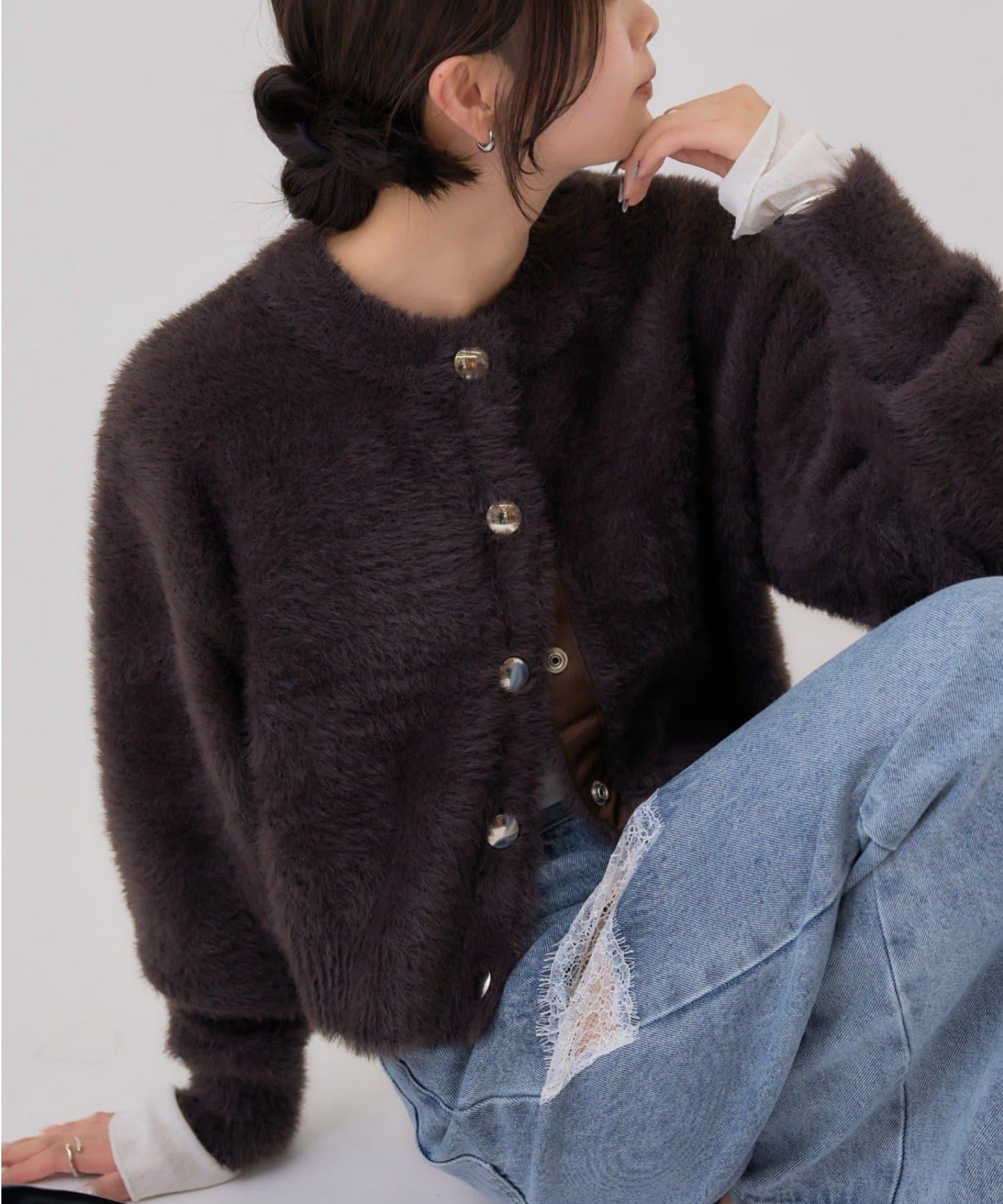 仿貂絨夾克開衫