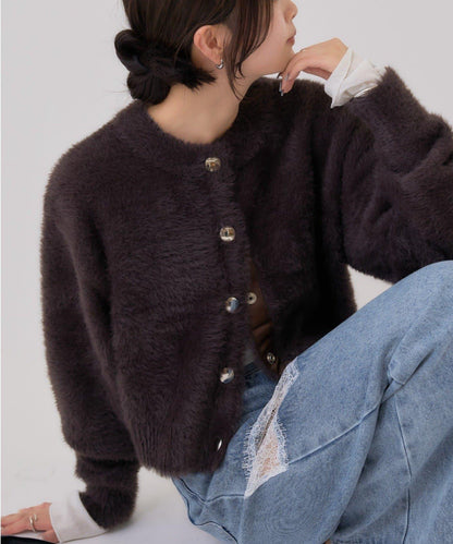 仿貂絨夾克開衫