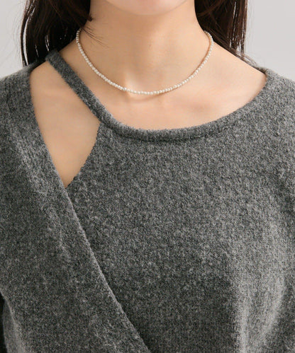 荷葉邊拼接針織衫