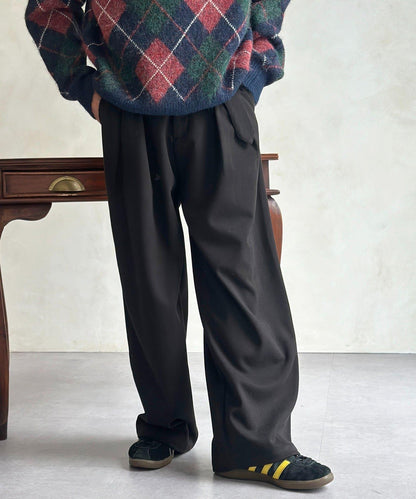 仿羊毛繫帶休閒褲