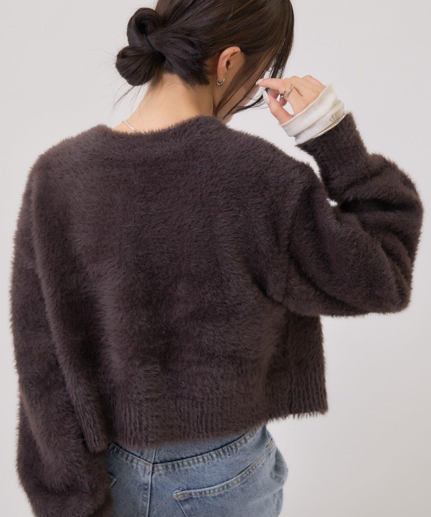 仿貂絨夾克開衫