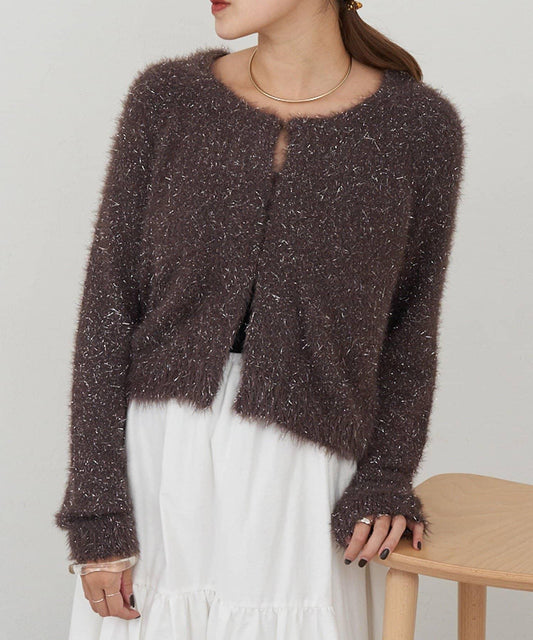 亮片長毛針織開衫
