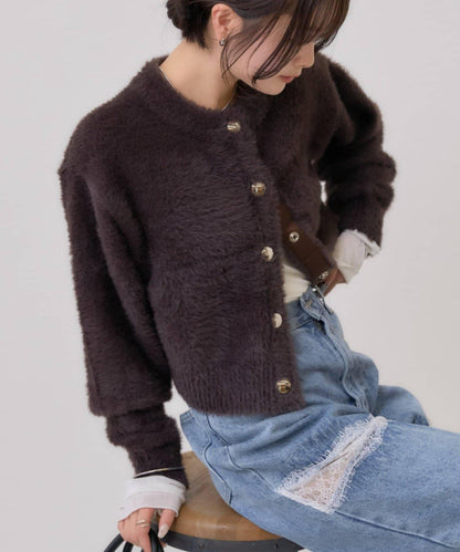 仿貂絨夾克開衫