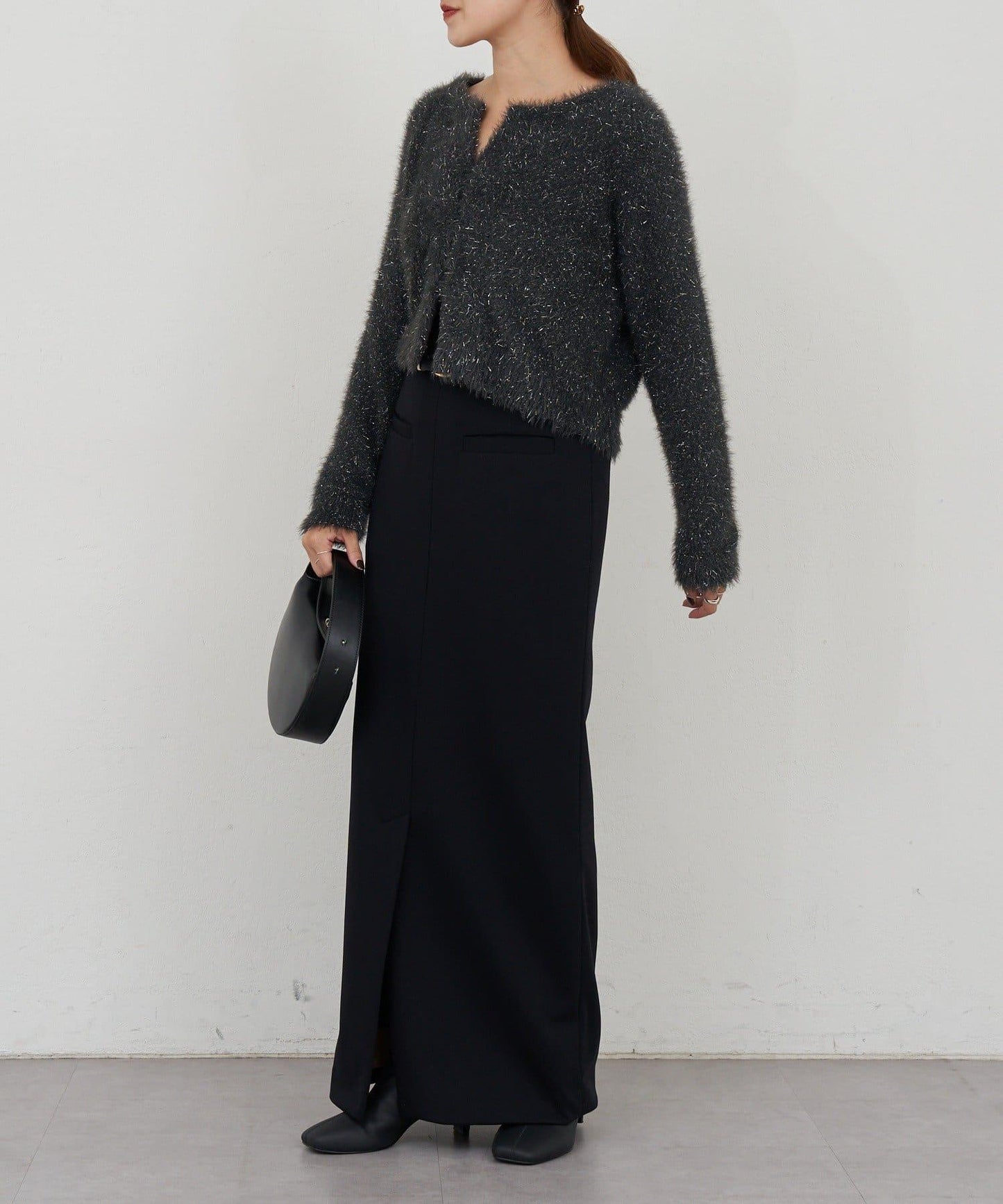 亮片長毛針織開衫