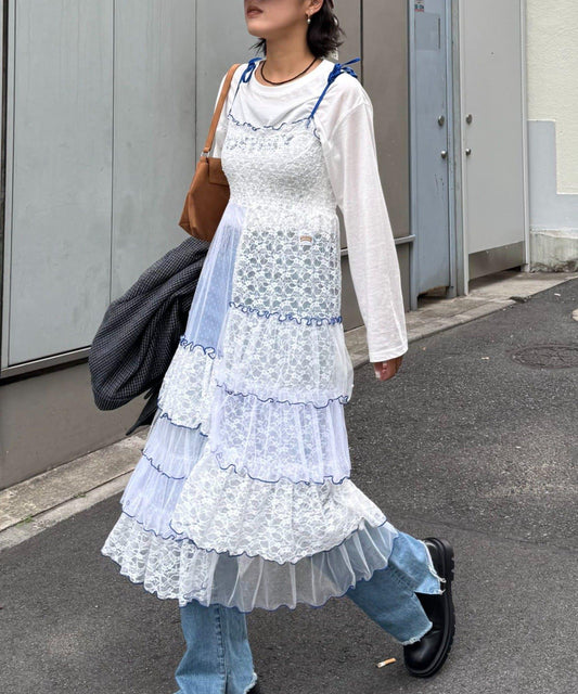 【HELLO.SANFRANCISCO/ハローサンフランシスコ】2WAY蕾絲拼接層疊半身裙