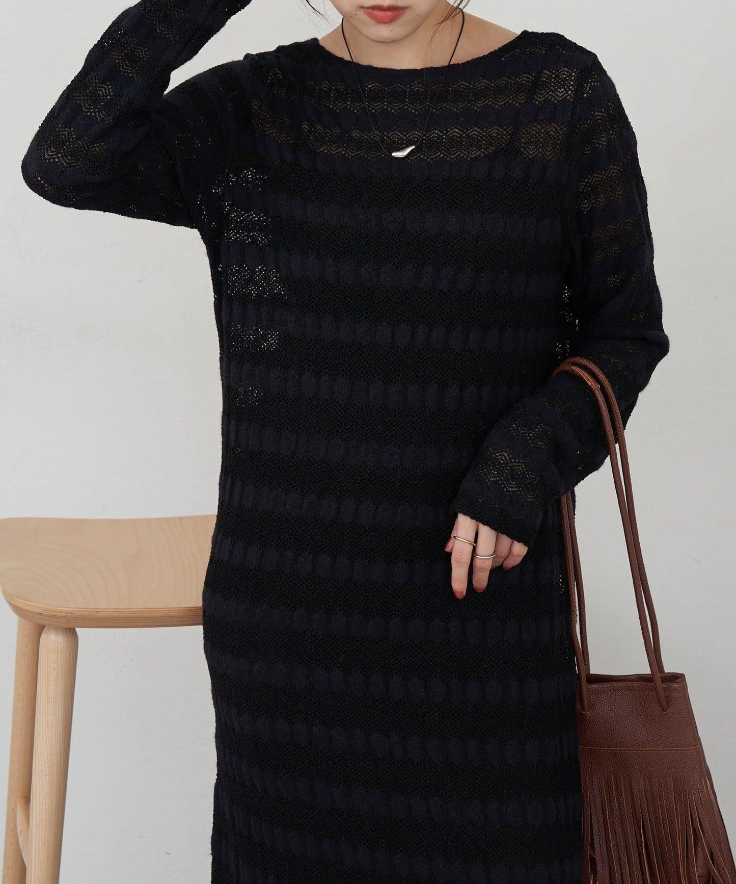 鏤空針織連衣裙