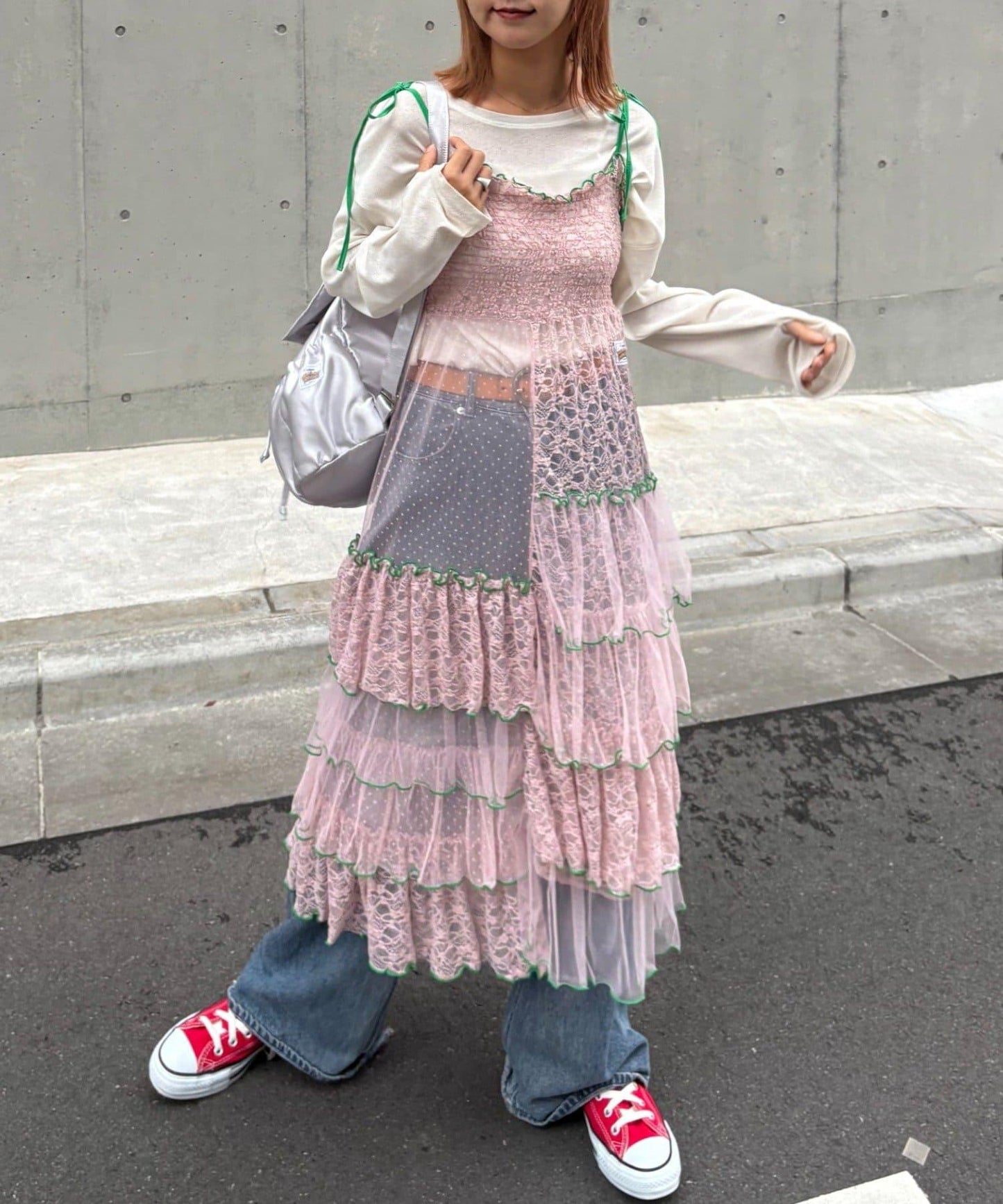 【HELLO.SANFRANCISCO/ハローサンフランシスコ】2WAY蕾絲拼接層疊半身裙