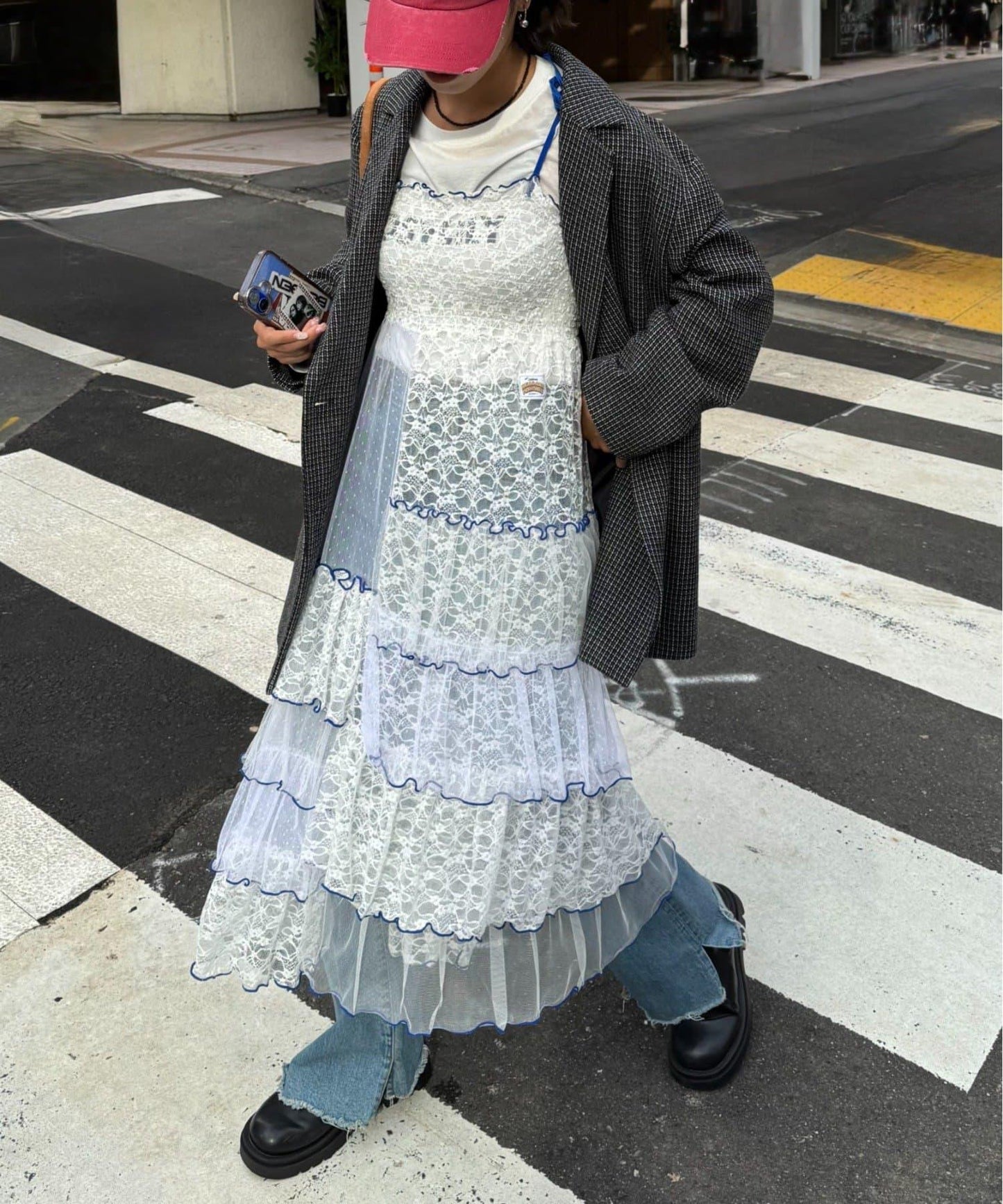 【HELLO.SANFRANCISCO/ハローサンフランシスコ】2WAY蕾絲拼接層疊半身裙