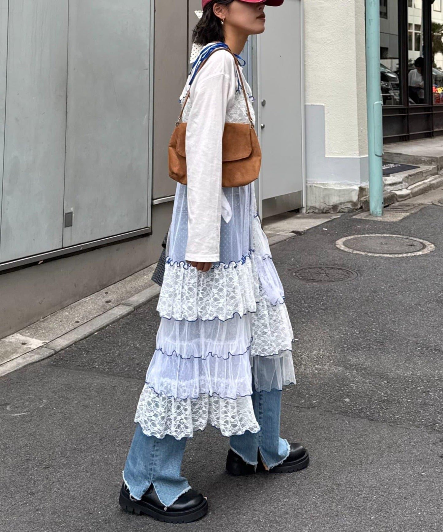 【HELLO.SANFRANCISCO/ハローサンフランシスコ】2WAY蕾絲拼接層疊半身裙